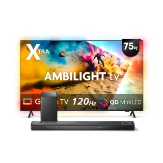 【Philips 飛利浦】75型4K QD Mini LED 120Hz Google TV 智慧顯示器(75PML9109)