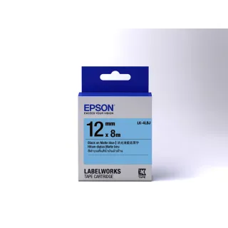 【EPSON】官方直營 標籤帶 消光霧面系列 淺藍底黑字/12mm(LK-4LBJ)
