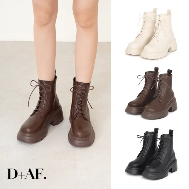 【D+AF】女團風輕量厚底綁帶短靴