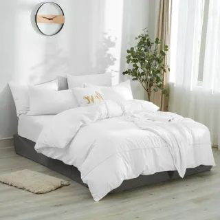 【AnD HOUSE 安庭家居】MIT 200織精梳棉-飯店白色系-四件式單人床包單人被套組(多色任選/100%精梳棉/純棉)