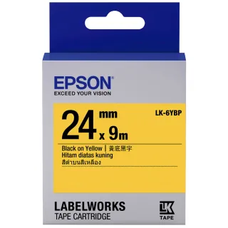 【EPSON】官方直營 標籤帶 黃底黑字/24mm(LK-6YBP)