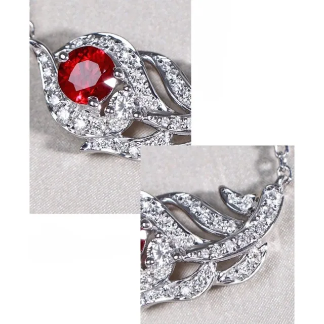 【海斯珠寶】小羽毛系列 18K金 0.25-0.29ct 鴿血紅寶石 天然鑽石 項鍊 宮廷羽紋鑲嵌工藝 送禮禮盒包裝