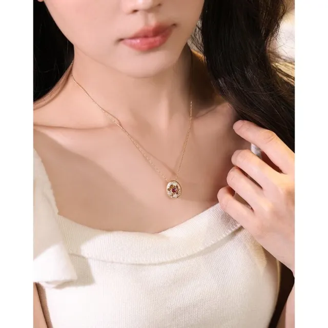【海斯珠寶】包容系列 18K金 天然鴿血紅寶石 天然鑽石 吊墜 花露款 珠寶級鏤空工藝 心型寶石 送禮禮盒包裝