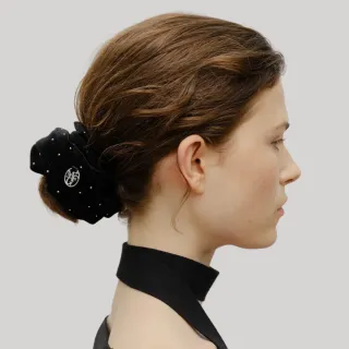 【MARITHE FRANCOIS GIRBAUD】官方旗艦 圓標LOGO細閃天鵝絨髮圈(黑色)