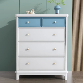 【KOGURE 小慕】美式輕奢實木五斗櫃 臥室收納櫃(客廳靠牆邊櫃 大容量儲物立櫃)