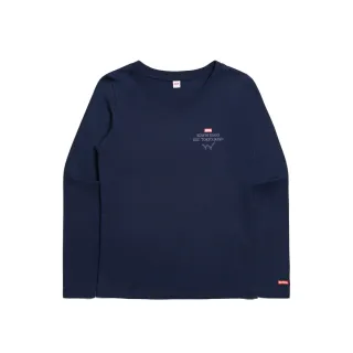 【EDWIN】女裝 秀氣小印花薄長袖T恤(丈青色)