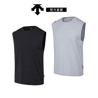 【DESCENTE】迪桑特 男士 基本款無袖運動背心(黑色/灰色)