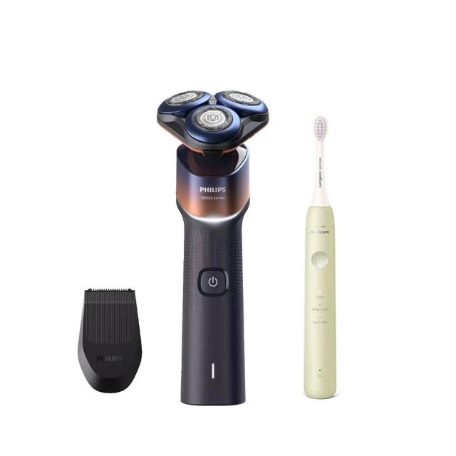 【Philips 飛利浦】X5012 全新X系列電動刮鬍刀+HX2411音波牙刷(momo獨家組)
