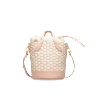 【BALLY】官方直送 BALLY PENNANT 經典印花粉色束口水桶包
