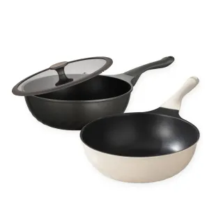 【MASIONS 美心】新墨岩鍋 3D立體礦岩鈦合金不沾鍋炒鍋(28CM 附鍋蓋+電磁爐適用)