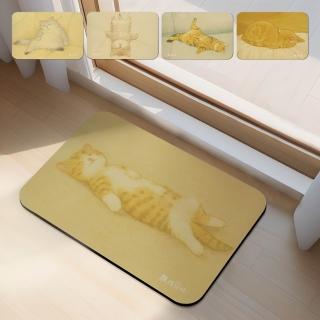 【怪獸】瑪思特 軟式珪藻土吸水地墊 睡癱貓系列 60x40cm(吸水地墊 矽藻土地墊)