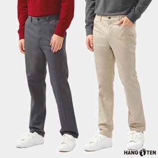 【Hang Ten】男裝-斜紋布修身/防皺直筒基本款長褲(多款選)