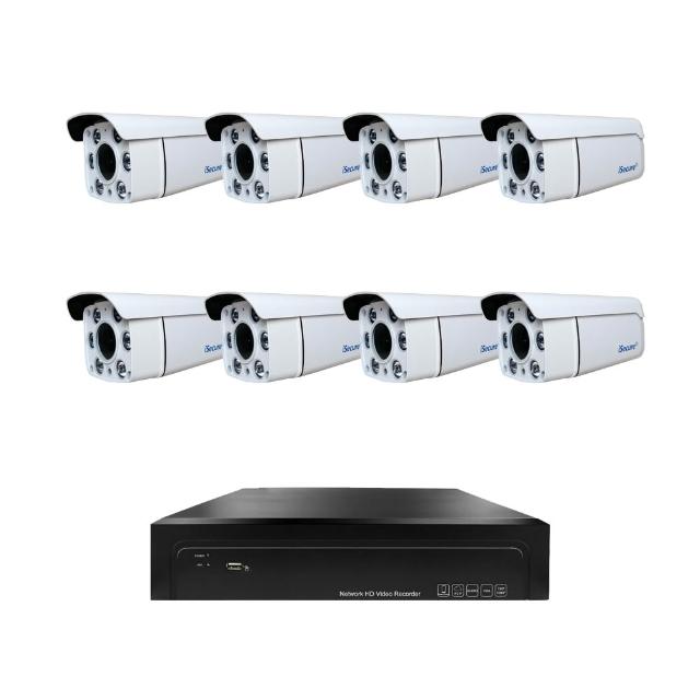 【iSecure】八路智慧雙光監視器組合:一部八路 4K 超高清監控主機+八部智慧雙光 3MP 子彈型攝影機(PoE)