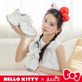 【Ann’S】Ann’S X Sanrio三麗鷗 HELLO KITTY 聯名 夢幻愛心扣蝴蝶結老爹鞋6cm(白)