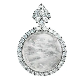 【漢石齋】天然白水晶 圓形蛋面吊墜(連台23*34*12mm)