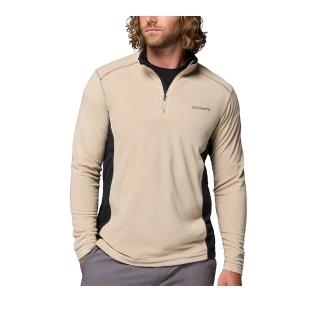 【Columbia 哥倫比亞】男款-半開襟刷毛長袖上衣-Klamath Range™-卡其色(UAE65580KI/JF)