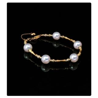 【海斯珠寶】星光系列 18K金 8-8.5mm Akoya 海水珍珠 手鍊 滿天星 正圓 天女級 天然珍珠 日常百搭