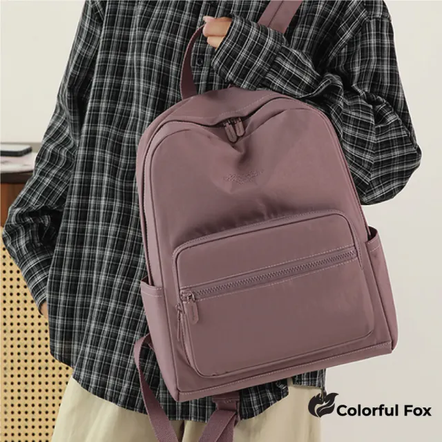 【Colorful Fox】日系素面防水多夾層大容量雙肩包　後背包(共七色)