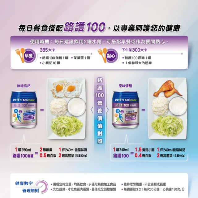 【Boscogen 百仕可】鉻護100無糖高鈣營養素 250ml*48入(鉻有助於維持醣類正常代謝)