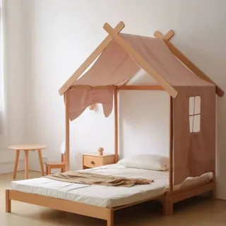 【Taoshop 淘家舖】樹屋床全實木櫸木｜兒童男孩女孩城堡床帳篷自由組合｜不含床｜1.2米｜QMHSW120