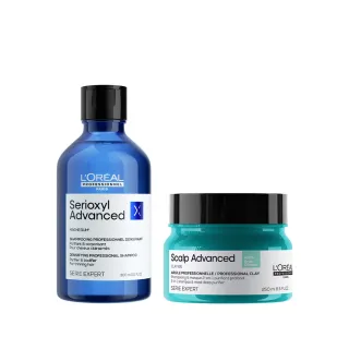 【L’OREAL 巴黎萊雅PRO】絲漾博健髮控油洗護組(健髮露+控油淨化泥)