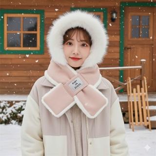 【HaNA 梨花】冬日慢調輕柔連帽圍巾一體式設計毛帽(連帽圍巾 一體式 毛帽)