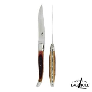【Forge de Laguiole】頂級手工橡木牛排雙刀禮盒組-霧面