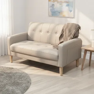 【巧屋家居】霍森斯 貓抓皮 雙人座沙發(小戶型日式簡約 客廳民宿 臥室公寓 休閒懶人皮革復刻)