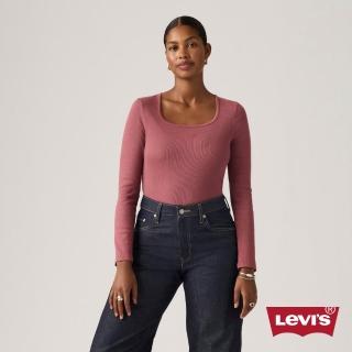 【LEVIS】方領螺紋長袖Tee 女生上衣 熱賣單品 005IO-0008