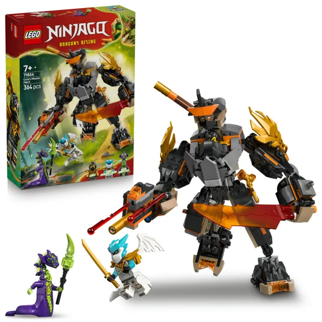 【LEGO 樂高】旋風忍者系列 71854 阿剛的任務機械人和龍形冰忍(機器人 忍者遊戲 積木 玩具)