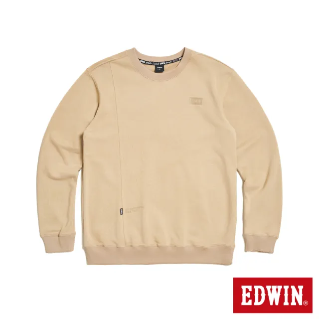 【EDWIN】男裝 大W印花長袖T恤(淺卡其)