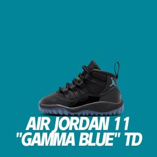 【NIKE 耐吉】運動鞋 Air Jordan 11 Gamma Blue TD 經典回歸 黑藍 小童 378040-047