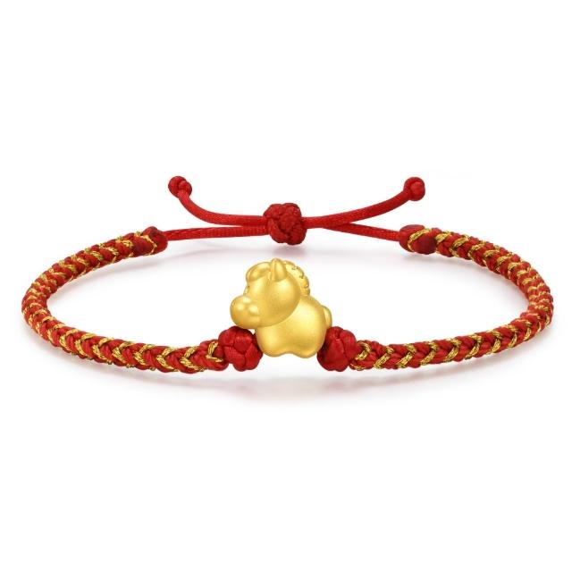 【點睛品】幸運小馬 黃金紅繩手鍊