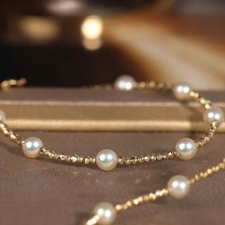 【海斯珠寶】蜜影春光系列 18K金 3-3.5mm 日本 Akoya 極光珍珠 手鍊 珠光閃耀 疊戴款 仙氣日常穿搭
