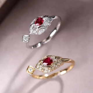 【海斯珠寶】紅寶靈蛇系列 18K金 鴿血紅寶石 天然鑽石 戒指 靈蛇纏繞造型 精工立體雕金工藝 高級珠寶