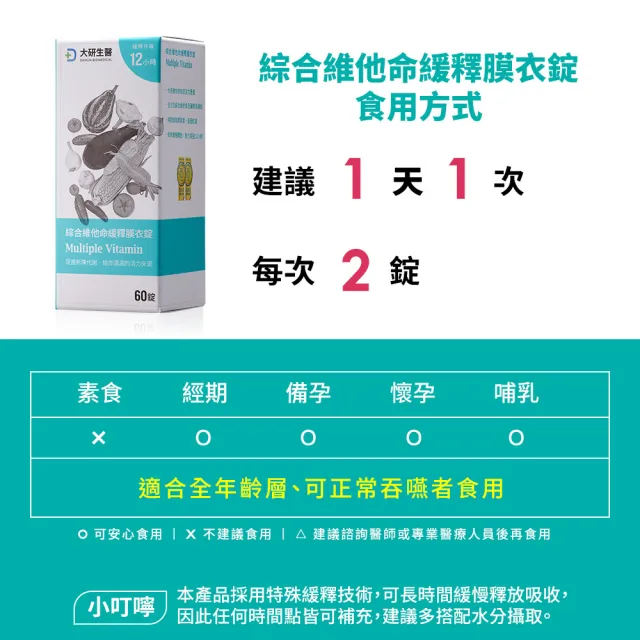 【大研生醫】綜合維他命緩釋膜衣錠4入組(共240錠)