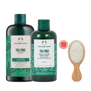 【THE BODY SHOP 美體小舖】茶樹清新淨化洗沐組(洗髮精400ML+沐浴膠250ML)