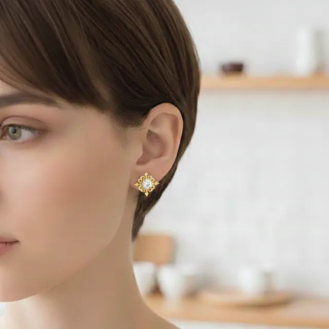 【Luster】38女王!培育鑽石 30分 D/VS 鏤空 純銀 鑽石耳環-任選(培育鑽石X2總重0.60克拉)