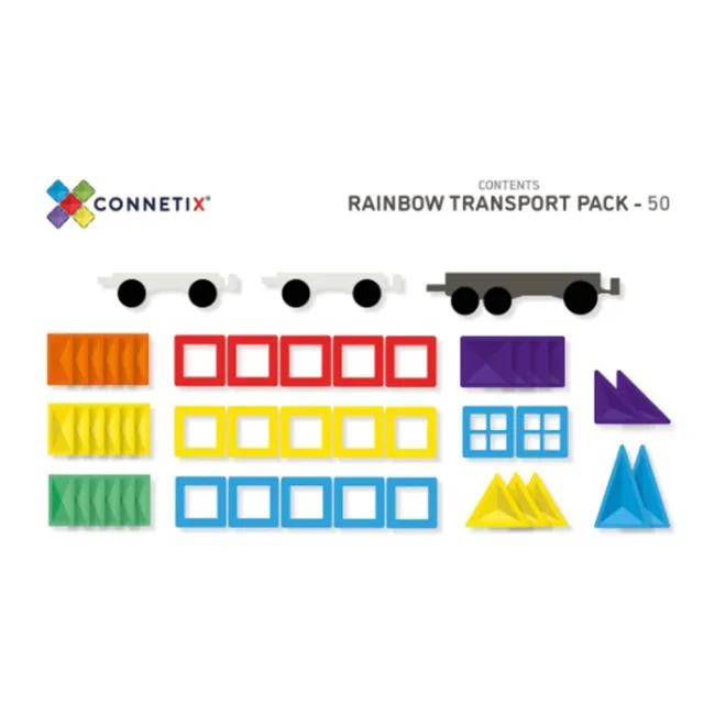 【Connetix】彩虹磁力積木-磁力運輸車組50pc(磁力積木)