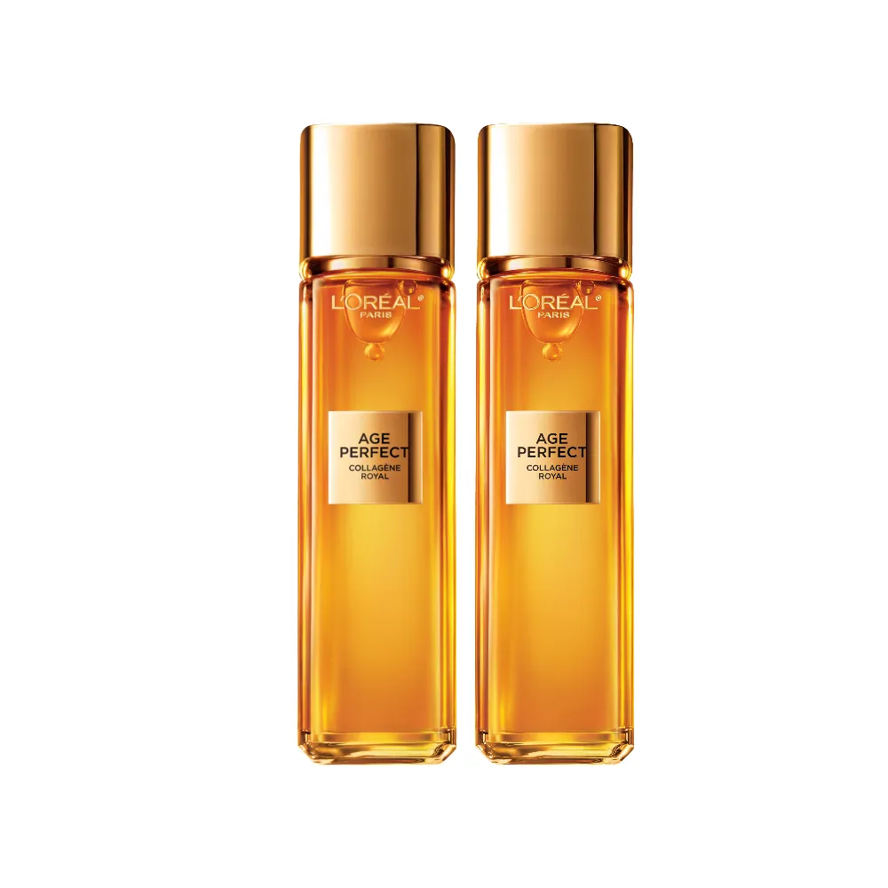 【LOREAL Paris 巴黎萊雅】全新升級2.0金致臻顏花蜜奢養膠原精華露_2入組130mlx2(膠原小蜜露)