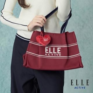 【ELLE ACTIVE】法式運動風針織肩背手提包-紅色(EA25A1FB401#75)