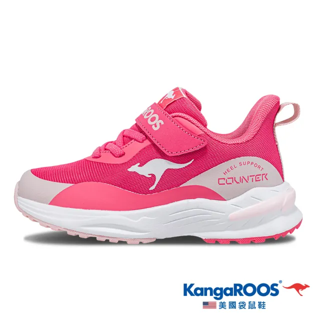 【KangaROOS】慢跑鞋 童鞋 超輕量運動鞋 魔鬼氈 DYNARUN 桃紅 KK41322