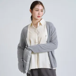 【M：MINb】柔軟羊毛假兩件針織外套(灰色/中大尺碼女裝/針織/針織外套/大尺碼女裝/外套)