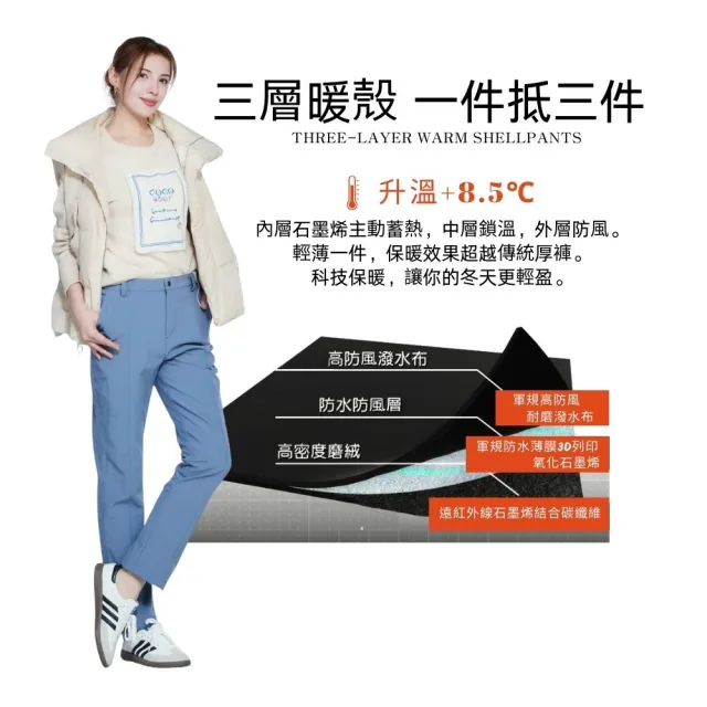【戶外趣】女款石墨烯防風防潑水禦寒軟殼褲(HPL013深黑灰/灰藍)
