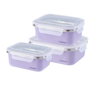 【LocknLock 樂扣樂扣】精選三件組 官方直營 可微波玩美不鏽鋼便當盒500ml+800ml+1200ml(可微波/304不鏽鋼)