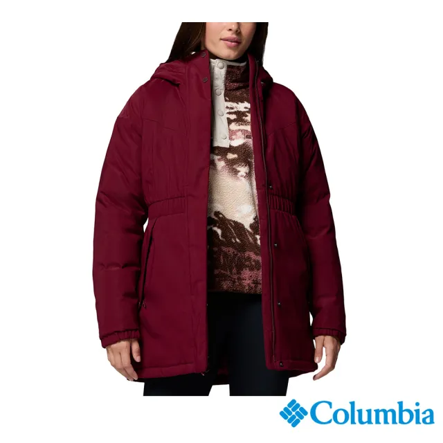 【Columbia 哥倫比亞】女款-OT防水保暖羽絨長版大衣-Kennedy Meadows™-酒紅色(UWL41840BD/JF)