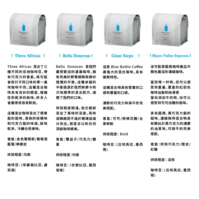 【Blue Bottle Coffee】日本藍瓶咖啡豆 200g/包(Three Africas/Bella Donovan/Giant Steps/Hayes Valley)