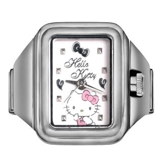 【HELLO KITTY】庫洛米 可愛俏皮戒指錶 經典銀 LK713LWWI-B