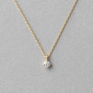 【ete】K18 經典單鑽爪鑲鑽石項鍊-0.06ct(金色)
