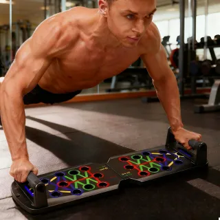 【極美家居】多功能俯臥撐訓練板(腹肌訓練器 伏地挺身器 折疊俯卧撐板 健身板 22種訓練模式 可折疊收納)